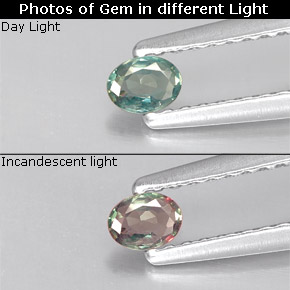 Alexandrite Verde/Vermelho Natural 0.12ct, Corte Oval, VS