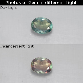 Alexandrita multicolorido natural 0,14ct, corte oval, VS