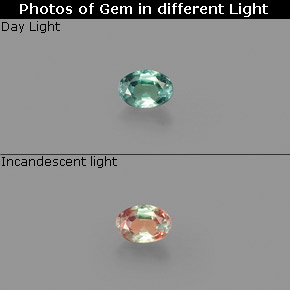 Alexandrite Verde/Vermelho Natural 0.10ct, Corte Oval, VS