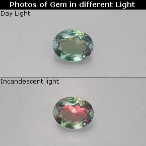 Alexandrita multicolorido natural 0,30ct, corte oval, VVS-VS