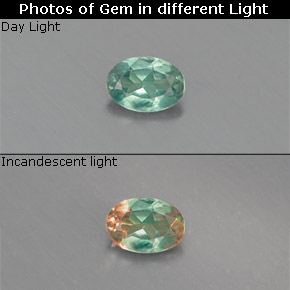 Alexandrita multicolorido natural 0,10ct, corte oval, VS