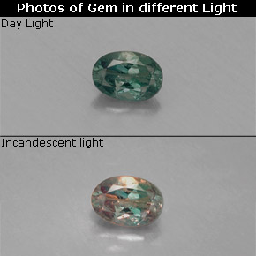 Alexandrita multicolorido natural 0,12ct, corte oval, VS