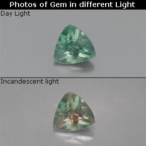 Alexandrite Verde/Vermelho Natural 0.15ct, Trilhão, VS