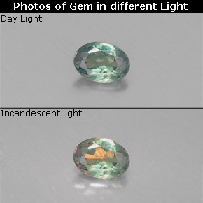 Alexandrita multicolorido natural 0,11ct, corte oval, VS