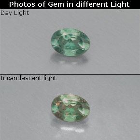 Alexandrita multicolorido natural 0,13ct, corte oval, VS