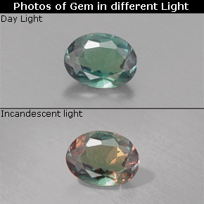 Alexandrita multicolorido natural 0,22ct, corte oval, VS