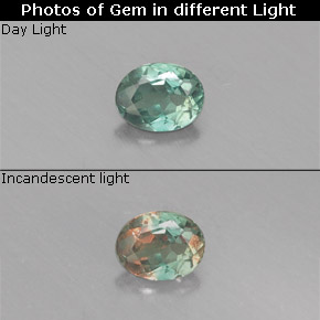 Alexandrita multicolorido natural 0,13ct, corte oval, VS