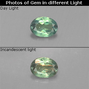 Alexandrita multicolorido natural 0,14ct, corte oval, VS