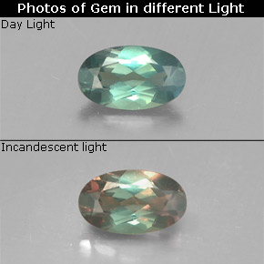 Alexandrita multicolorido natural 0,27ct, corte oval, VS