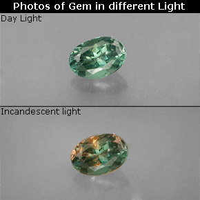 Alexandrita multicolorido natural 0,25ct, corte oval, VS