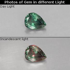 Alexandrite Verde/Vermelho Natural 0.27ct, Formato de pêra, VS-SI