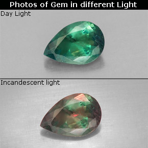 Alexandrita multicolorido natural 0,54ct, formato de pêra, VS