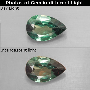 Alexandrita multicolorido natural 0,50ct, formato de pêra, VS