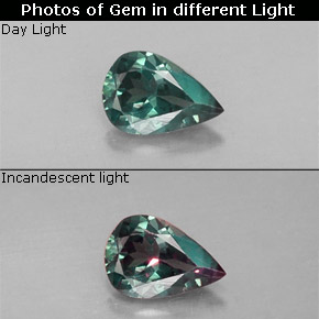 Alexandrita multicolorido natural 0,38ct, formato de pêra, VS