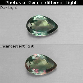 Alexandrita multicolorido natural 0,34ct, formato de pêra, VS
