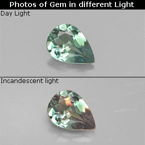 Alexandrite Verde/Vermelho Natural 0.20ct, Formato de pêra, VVS-VS
