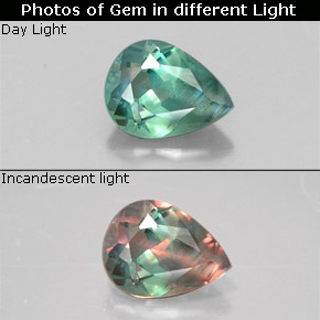 Alexandrita multicolorido natural 0,34ct, formato de pêra, VS