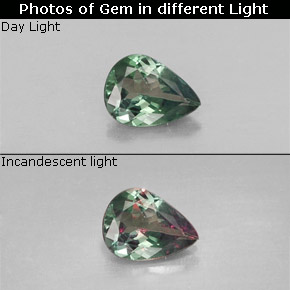 Alexandrita multicolorido natural 0,28ct, formato de pêra, VS