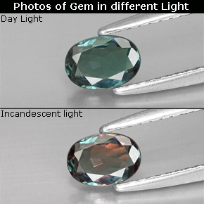 Alexandrita multicolorido natural 0,46ct, corte oval, VS