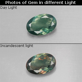 Alexandrite Verde/Vermelho Natural 0.43ct, Corte Oval, VS