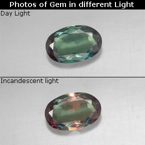 Alexandrita multicolorido natural 0,44ct, corte oval, VS