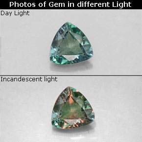 Alexandrite Verde/Vermelho Natural 0.17ct, Trilhão, VS