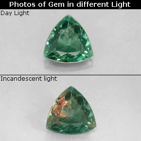 Alexandrita multicolorido natural 0,24ct, trillion, VS