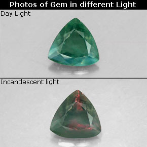 Alexandrite Verde/Vermelho Natural 0.17ct, Trilhão, VS