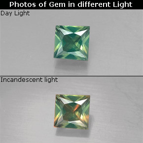 Alexandrita multicolorido natural 0,22ct, quadrado, VS