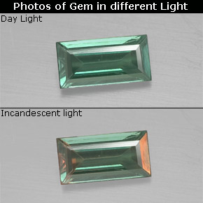 Alexandrite Verde/Vermelho Natural 0.35ct, baguete, VS