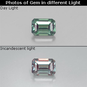 Alexandrita multicolorido natural 0,25ct, corte esmeralda, VVS-VS