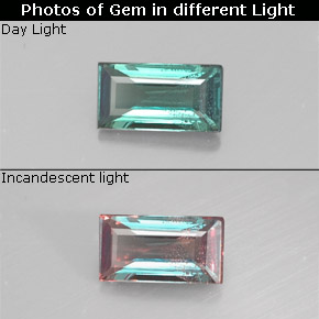 Alexandrita multicolorido natural 0,26ct, baguete, VS