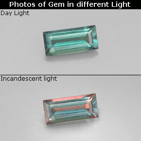Alexandrita multicolorido natural 0,18ct, baguete, VVS-VS