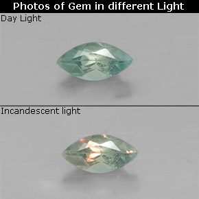 Alexandrita multicolorido natural 0,10ct, marquise, VVS-VS