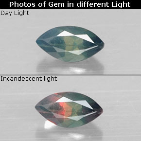 Alexandrita multicolorido natural 0,08ct, marquise, VS