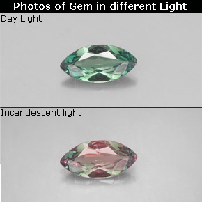 Alexandrita multicolorido natural 0,26ct, marquise, VS