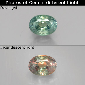 Alexandrita multicolorido natural 0,13ct, corte oval, VS