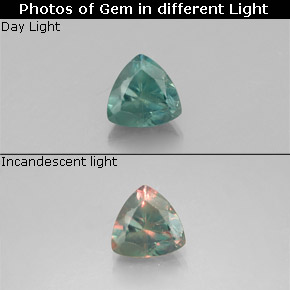 Alexandrita multicolorido natural 0,32ct, trillion, VS