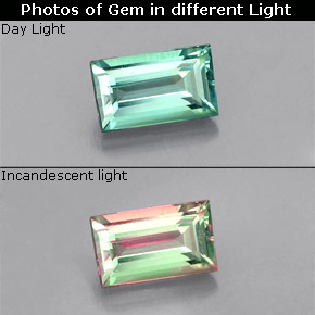 Alexandrita multicolorido natural 0,37ct, baguete, VVS-VS