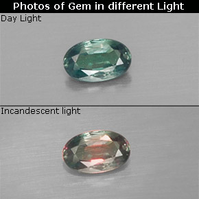 Alexandrita multicolorido natural 0,17ct, corte oval, VS