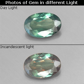 Alexandrita multicolorido natural 0,42ct, corte oval, VS