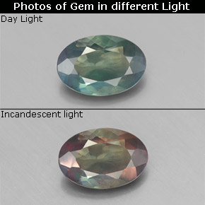 Alexandrita multicolorido natural 0,43ct, corte oval, VS