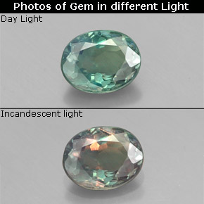 Alexandrita multicolorido natural 0,47ct, corte oval, VS