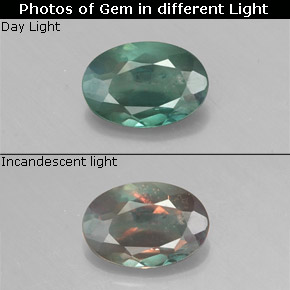 Alexandrita multicolorido natural 0,45ct, corte oval, VS-SI