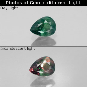 Alexandrita multicolorido natural 0,33ct, formato de pêra, VS
