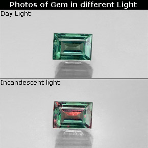 Alexandrite Verde/Vermelho Natural 0.28ct, baguete, VS