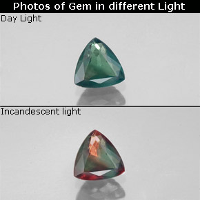 Alexandrite Verde/Vermelho Natural 0.26ct, Trilhão, VS