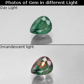 Alexandrita multicolorido natural 0,50ct, formato de pêra, VS