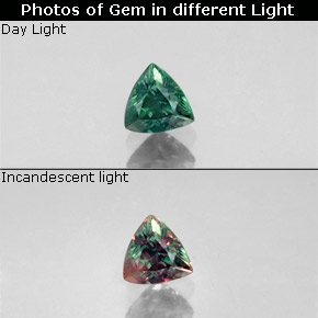 Alexandrita multicolorido natural 0,32ct, trillion, VS-SI