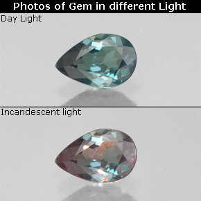 Alexandrita multicolorido natural 0,34ct, formato de pêra, VS-SI